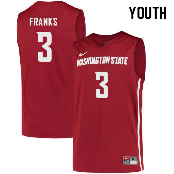 Youth #3 Robert Franks Washington State Cougars College Basketball Jerseys Sale-Crimson